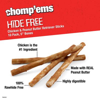 Show full view: Chomp'ems Hide-Free Peanut Butter Sticks Dog Treats, 20-count bundle slide 4 of 9