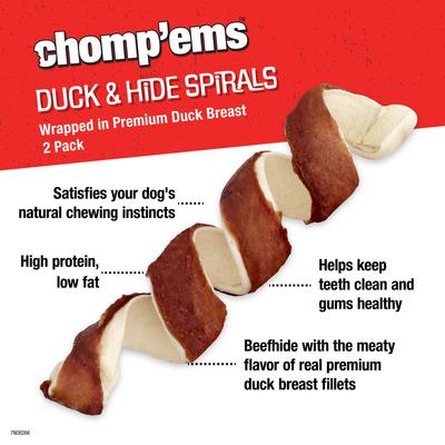 Show full view: Chomp'ems Premium Beefhide Spiral Duck Dog Treats, 2 count slide 4 of 9