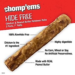 Chomp'ems 7" Hide-Free Peanut Butter Rolls Dog Treats, 2 count, bundle of 2 slide 2 of 7