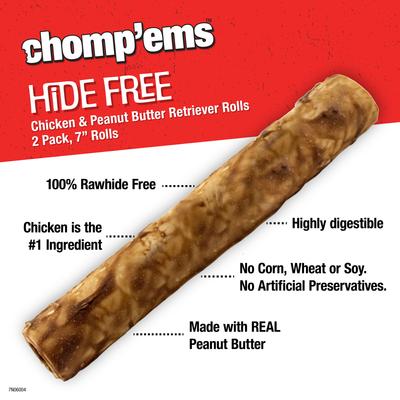 Show full view: Chomp'ems 7" Hide-Free Peanut Butter Rolls Dog Treats, 2 count slide 4 of 9