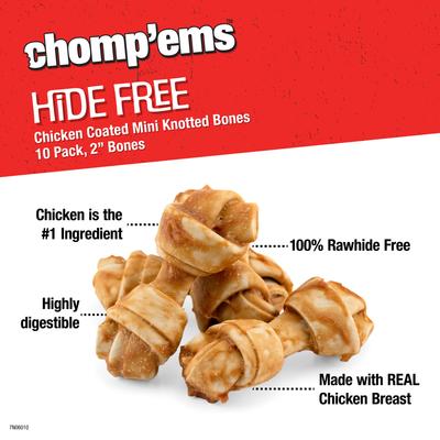 Show full view: Chomp'ems Hide-Free Chicken Mini Knot Bones Dog Treats, 10 count slide 4 of 9