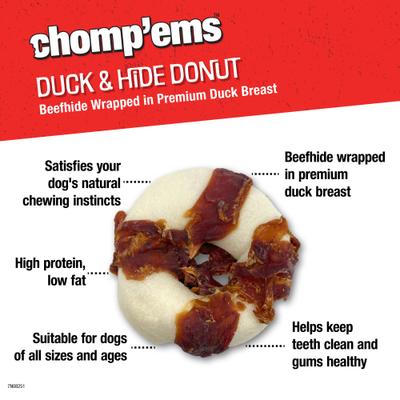 Show full view: Chomp'ems Beefhide Donut with Duck Dog Treats, 1 count, bundle of 2 slide 4 of 8