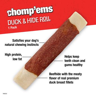 Show full view: Chomp'ems Premium Beefhide Stick Duck Dog Treats, 4.2-oz bag slide 4 of 9
