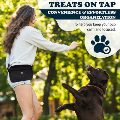 Show full view: Puppington 3-in-1 Crossbody Dog Walking Bag & Treat Pouch with Slow Feeding Travel Bowl & Matching Poop Bags, Onyx Black slide 4 of 9