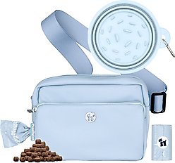 Puppington 3-in-1 Crossbody Dog Walking Bag & Treat Pouch with Slow Feeding Travel Bowl & Matching Poop Bags, Ice Blue slide 1 of 8