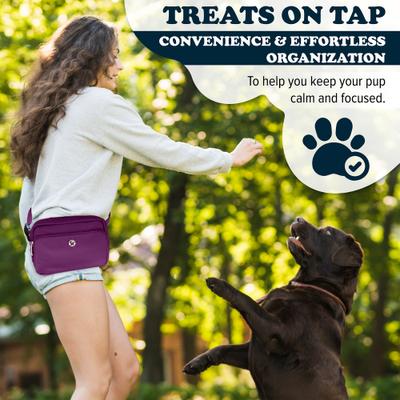 Show full view: Puppington 3-in-1 Crossbody Dog Walking Bag & Treat Pouch with Slow Feeding Travel Bowl & Matching Poop Bags, Plum Wine slide 4 of 9