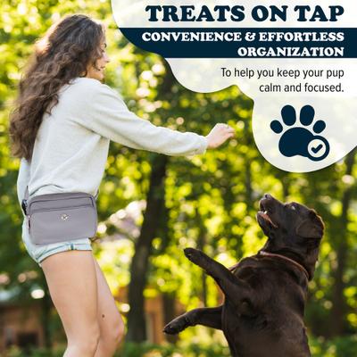 Show full view: Puppington 3-in-1 Crossbody Dog Walking Bag & Treat Pouch with Slow Feeding Travel Bowl & Matching Poop Bags, Charcoal Gray slide 4 of 9