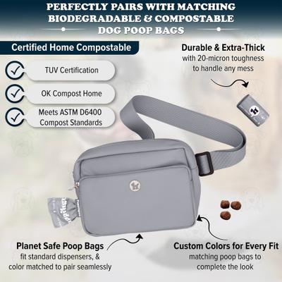 Show full view: Puppington 3-in-1 Crossbody Dog Walking Bag & Treat Pouch with Slow Feeding Travel Bowl & Matching Poop Bags, Charcoal Gray slide 5 of 9