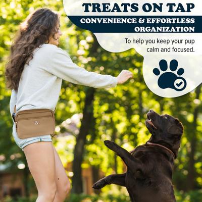 Show full view: Puppington 3-in-1 Crossbody Dog Walking Bag & Treat Pouch with Matching Poop Bags, Latte Beige slide 4 of 10