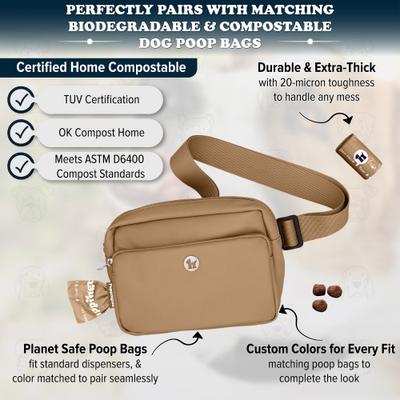 Show full view: Puppington 3-in-1 Crossbody Dog Walking Bag & Treat Pouch with Matching Poop Bags, Latte Beige slide 5 of 10