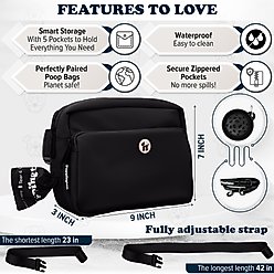 Puppington 3-in-1 Crossbody Dog Walking Bag & Treat Pouch with Slow Feeding Travel Bowl, Reflective Leash & Matching Poop Bags, Onyx Black slide 2 of 8