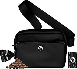 Puppington 3-in-1 Crossbody Dog Walking Bag & Treat Pouch with Matching Poop Bags, Onyx Black