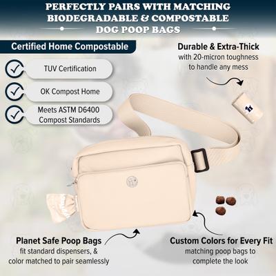 Show full view: Puppington 3-in-1 Crossbody Dog Walking Bag & Treat Pouch with Matching Poop Bags, Vanilla Cream slide 5 of 10