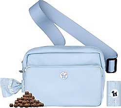 Puppington 3-in-1 Crossbody Dog Walking Bag & Treat Pouch with Matching Poop Bags, Ice Blue