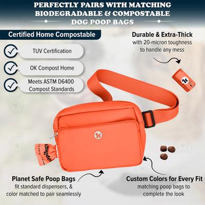 Show full view: Puppington 3-in-1 Crossbody Dog Walking Bag & Treat Pouch with Matching Poop Bags, Poppy Orange slide 5 of 10