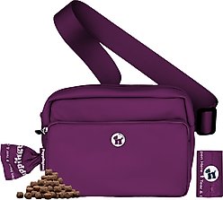 Puppington 3-in-1 Crossbody Dog Walking Bag & Treat Pouch with Matching Poop Bags, Plum Wine