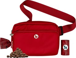 Puppington 3-in-1 Crossbody Dog Walking Bag & Treat Pouch with Matching Poop Bags, Ruby Red