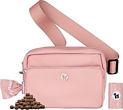 Puppington 3-in-1 Crossbody Dog Walking Bag & Treat Pouch with Matching Poop Bags, Blush Pink