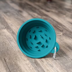 Puppington Slow-Feeder Non-Skid Travel Dog Bowl, Lagoon Teal, 2.25-cup slide 2 of 3