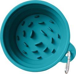 Puppington Slow-Feeder Non-Skid Travel Dog Bowl, Lagoon Teal, 2.25-cup
