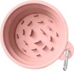 Puppington Slow-Feeder Non-Skid Travel Dog Bowl, Blush Pink, 2.25-cup