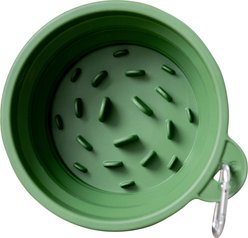 Puppington Slow-Feeder Non-Skid Travel Dog Bowl, Basil Green, 2.25-cup