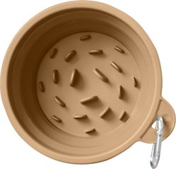 Puppington Slow-Feeder Non-Skid Travel Dog Bowl, Latte Beige, 2.25-cup