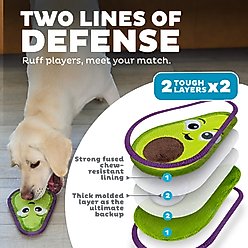 Outward Hound Tough Skinz Durable Squeaky Stuffing-Free with Two Layers Dog Toy, Avocado, Medium slide 2 of 7