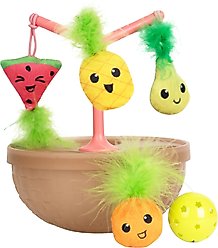 Catstages Hunt N' Wobble Fruit Bowl Wobbling with Toy Tree Cat Toy Variety Pack with Catnip, Color Varies, 5 count