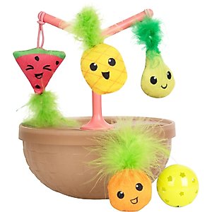 Catstages Hunt N' Wobble Fruit Bowl Wobbling with Toy Tree Cat Toy Variety Pack with Catnip, Color Varies, 5 count