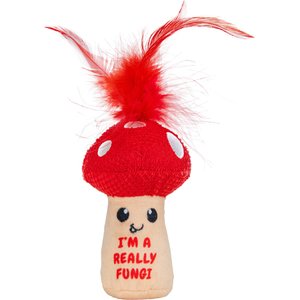 Catstages A Really Fungi Mushroom Themed Funny Stuffed Kicker Plush & Dental Cat Toy with Catnip