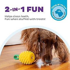 Outward Hound Dental Pineapple 2-in-1 Interactive Dog Chew & Treat Dispensing Toy, Medium, Yellow slide 2 of 8