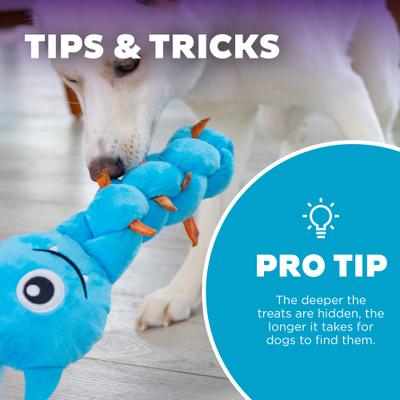 Show full view: Nina Ottosson by Outward Hound Twistiez Interactive Monster Plush Treat Puzzle Dog Toy, Blue slide 6 of 11