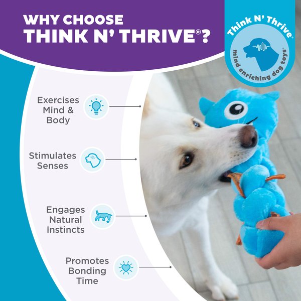 Show full view: Nina Ottosson by Outward Hound Twistiez Interactive Monster Plush Treat Puzzle Dog Toy, Blue slide 6 of 10