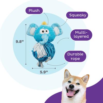Show full view: Outward Hound Stuff N' Snuffle Squeaky Plush Snuffle Ball Puzzle, Elephant Dog Toy, Blue slide 3 of 10