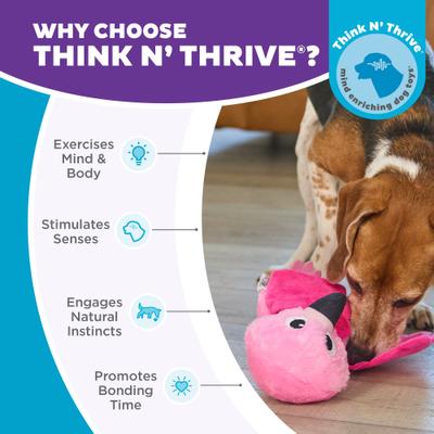 Show full view: Outward Hound Hide-Ablez Plush Puzzle with Treat Ball, Flamingo Dog Toy, Pink slide 6 of 9