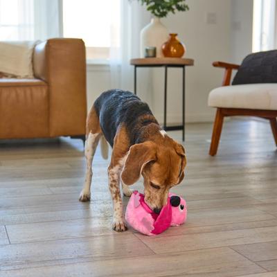 Show full view: Outward Hound Hide-Ablez Plush Puzzle with Treat Ball, Flamingo Dog Toy, Pink slide 7 of 9