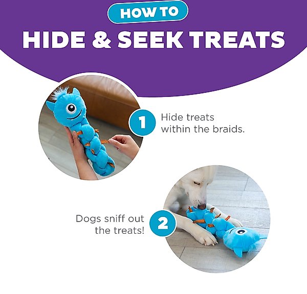 Show full view: Nina Ottosson by Outward Hound Twistiez Interactive Monster Plush Treat Puzzle Dog Toy, Blue slide 4 of 10