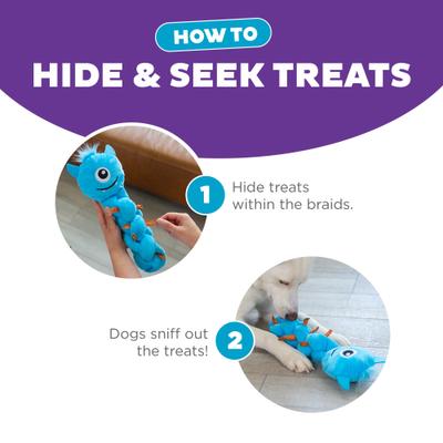 Show full view: Nina Ottosson by Outward Hound Twistiez Interactive Monster Plush Treat Puzzle Dog Toy, Blue slide 5 of 11