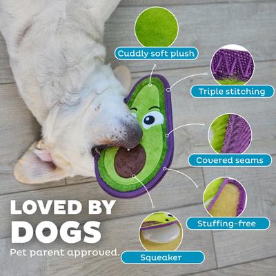 Show full view: Outward Hound Tough Skinz Durable Squeaky Stuffing-Free with Two Layers Dog Toy, Avocado, Medium slide 5 of 10