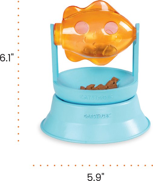Show full view: Catstages 2-in-1 Spinning Orange Fish Interactive & Topper for Ball Track, Treat-Dispensing Cat Toy, Blue slide 8 of 10