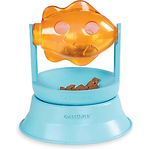 Catstages 2-in-1 Spinning Orange Fish Interactive & Topper for Ball Track, Treat-Dispensing Cat Toy, Blue