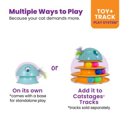 Show full view: Catstages Electronic Dart N' Dash Interactive & Topper for Ball Track, Motion Activated, Hide & Peek Feather Cat Toy, Blue slide 4 of 10