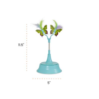 Show full view: Catstages 2-in-1 Flutter Interactive & Topper for Ball Track, Bat & Swat Bouncy Spring with Feathers & Butterflies Cat Toy, Blue slide 8 of 10