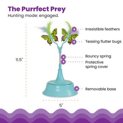 Show full view: Catstages 2-in-1 Flutter Interactive & Topper for Ball Track, Bat & Swat Bouncy Spring with Feathers & Butterflies Cat Toy, Blue slide 3 of 10