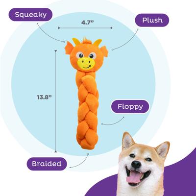 Show full view: Nina Ottosson by Outward Hound Twistiez Interactive Dragon Plush Dog Toy, Orange slide 3 of 10