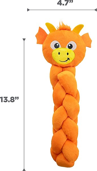 Show full view: Nina Ottosson by Outward Hound Twistiez Interactive Dragon Plush Dog Toy, Orange slide 8 of 10