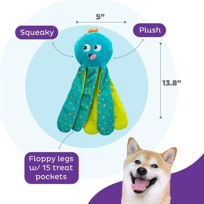 Show full view: Outward Hound Octopus Silly Legz Interactive Plush Puzzle Dog Toy, Blue slide 3 of 9