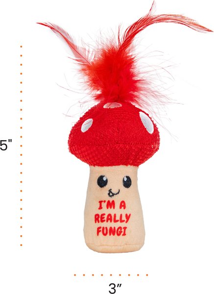 Show full view: Catstages A Really Fungi Mushroom Themed Funny Stuffed Kicker Plush & Dental Cat Toy with Catnip slide 8 of 9