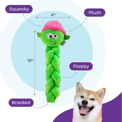 Show full view: Nina Ottosson by Outward Hound Twistiez Interactive Troll Plush Puzzle Dog Toy, Green slide 4 of 10